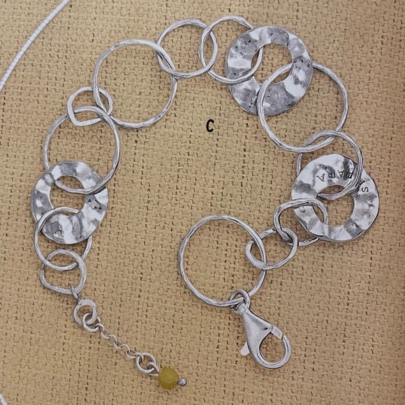 Silpada Hammered Sterling Silver ‘PAPER CHAIN’ Circle Links Bracelet B1217 - Picture 3 of 16